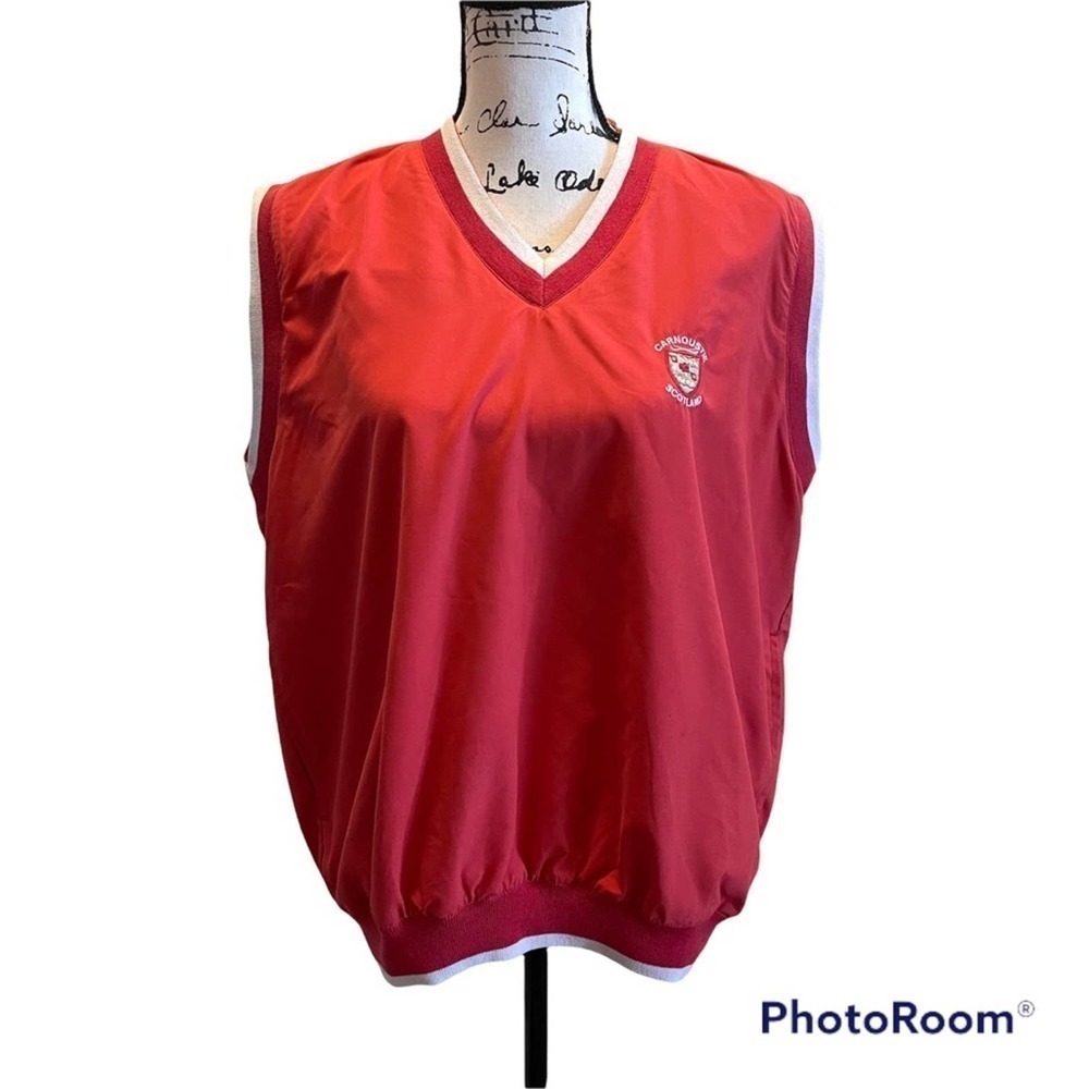 DSPORT Golf Vest Carnoustie Scotland Red Medium Wind Jacket Rare Embroidered